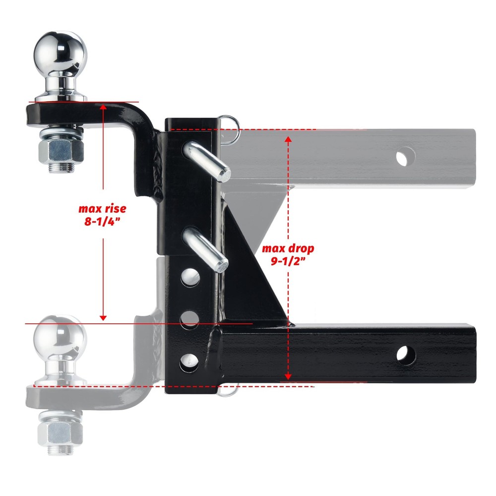 OPENROAD Adjustable Trailer Hitch Ball Mount - 1, Silver