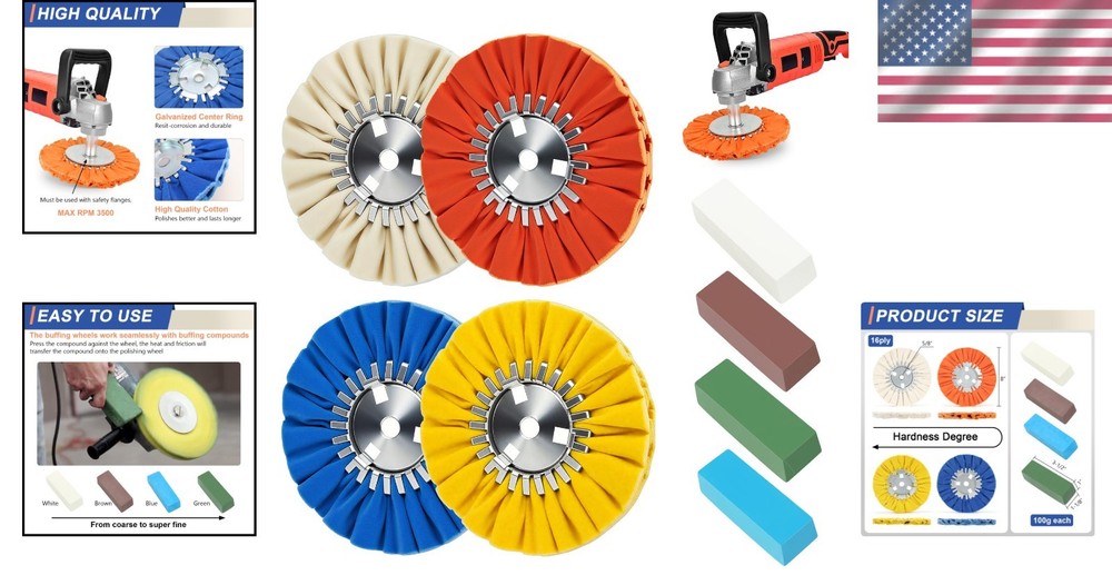 Complete 8" Airway Buffing Wheel Kit + Polishing Compound