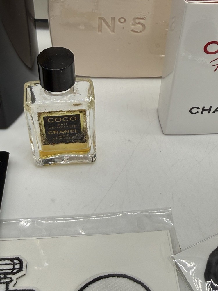Chanel Misc Lot Perfume Sample Box Bag Sticker Mascara Mirror