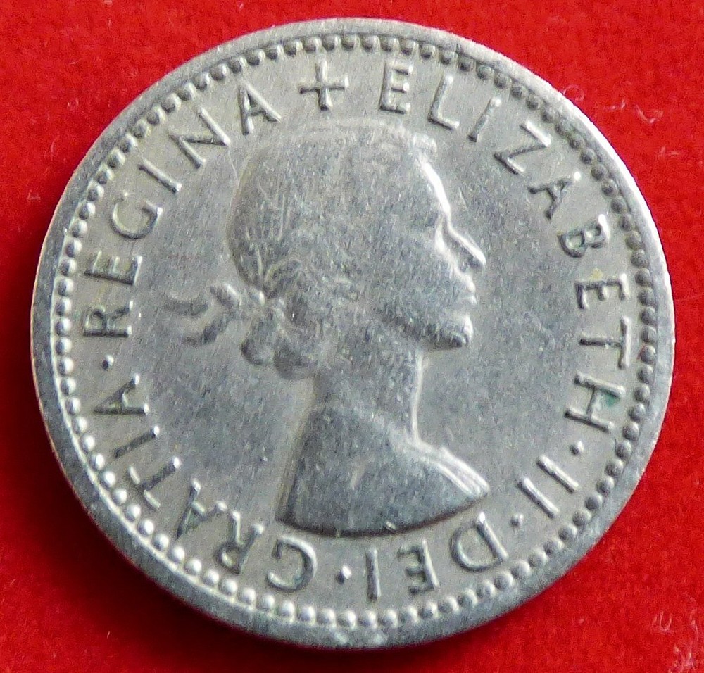 QUEEN ELIZABETH II SIXPENCE 1954