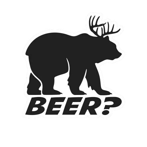 Bear Plus Deer Equals Beer Sticker Decal