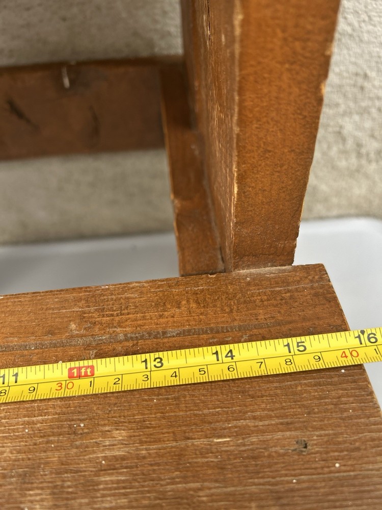 Vintage Rustic Solid Wood 2-Step Stool Farmhouse Bench Plant Stand Brown 19+