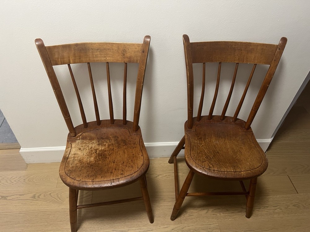 Two (2) Antique Matching Spindle Farmhouse Side Chairs