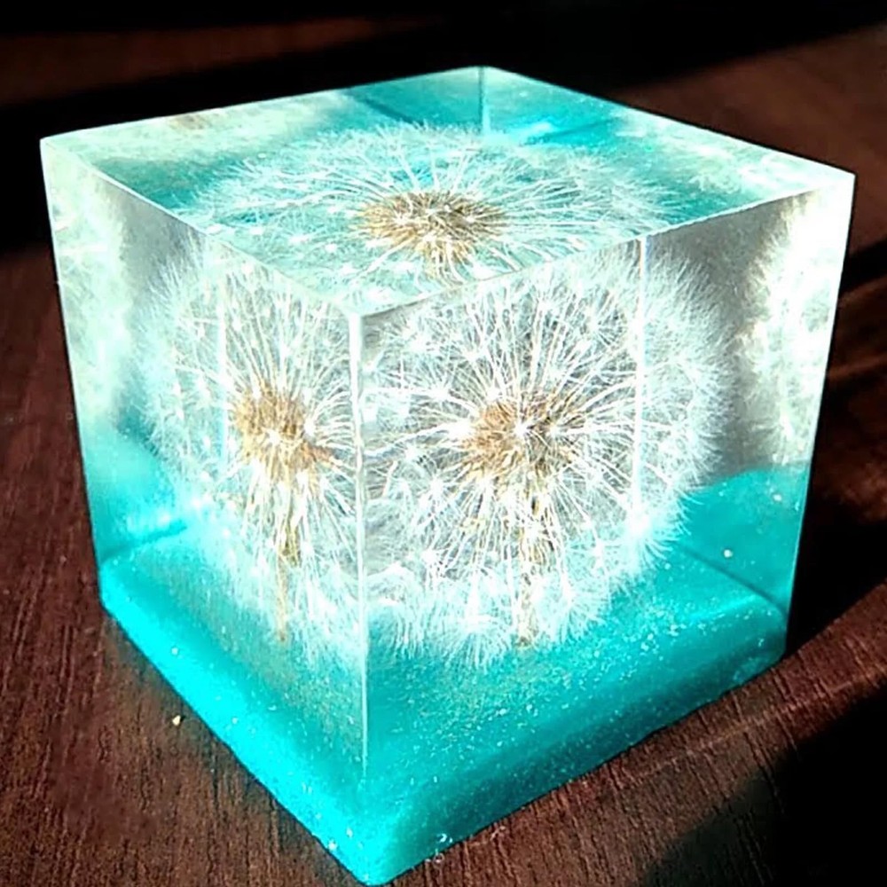 ABuff 2 Pack Square Resin Molds Cube Silicone Casting Molds, 2 Clear White