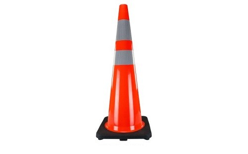 Raven 7501-36 Traffic Cone Solid Orange with Reflective Collar - 36"