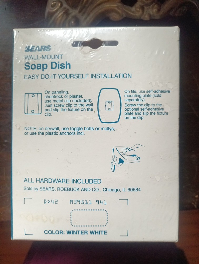 Sears Walmart Soap Dish Clip-on Ceramic