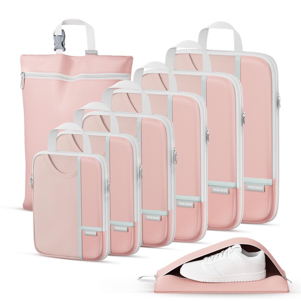 Percover Compression Packing Cubes 8-Piece Set, Packing Cubes Compression for...