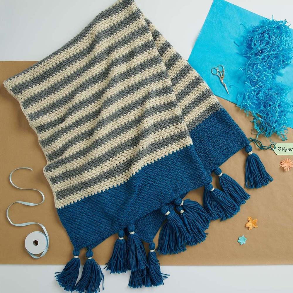 Caron® Stripe Border Throw Crochet Kit