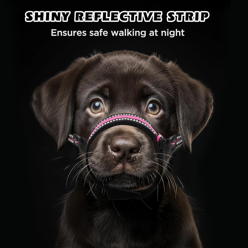 Comfortable Pink Dog Muzzle for Medium Dogs - Prevents Biting & Allows Drinking