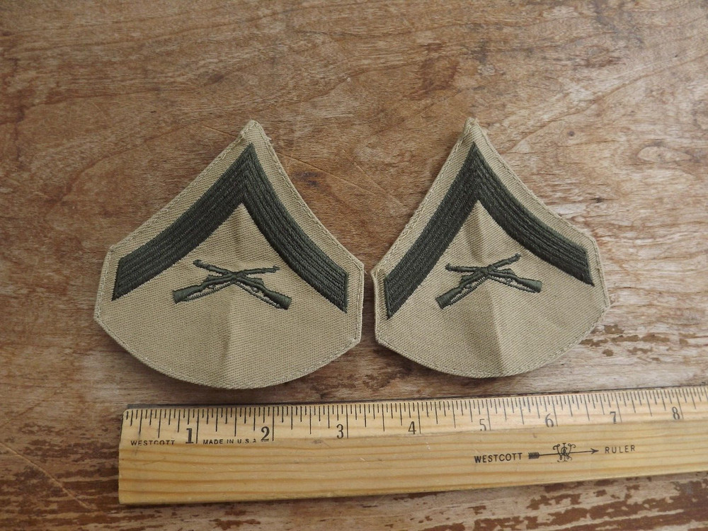 Pair, Marine Corps Lance Corporal Chevrons, Khaki - INV# A5966