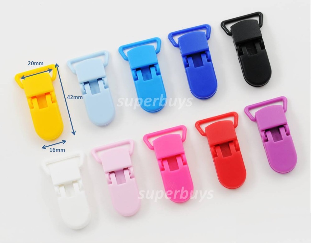 10pc Plastic Suspender Clips Buckles Ribbon Bib Pacifier Webbing Straps KAM MC