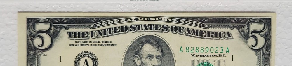 1969 $5 FEDERAL RESERVE ERROR NOTE ♚ PARTIAL DOUBLING♚ CGA 40 Extremely Fine
