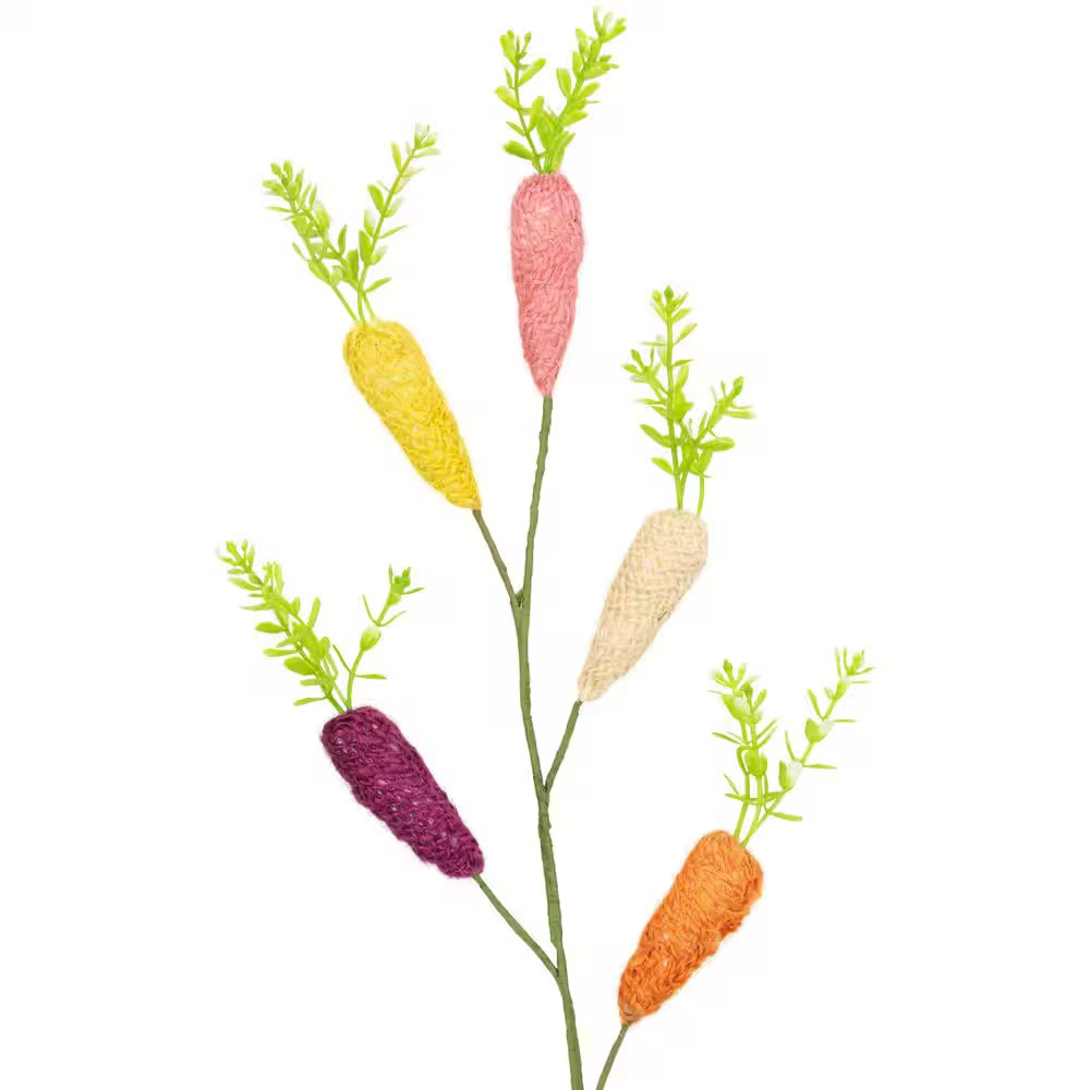 Knitted Carrots Easter Spray-23.75 In.-Multicolor