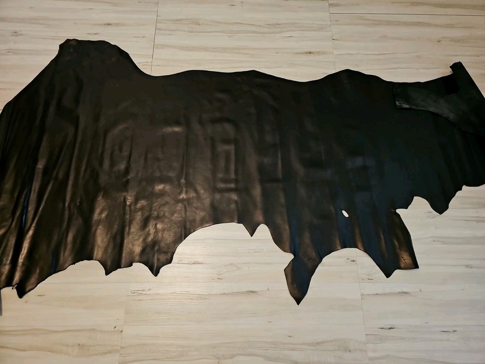 3-4oz JET BLACK LEATHER HIDE SEMI-SMOOTH PANEL/SHEET/SQUARE/12x12x24 23+ MEDIUM