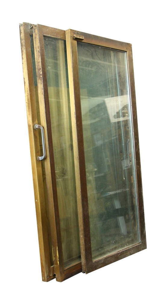 Mid Century Brass Frame Sliding Doors 79.5 x 41.5