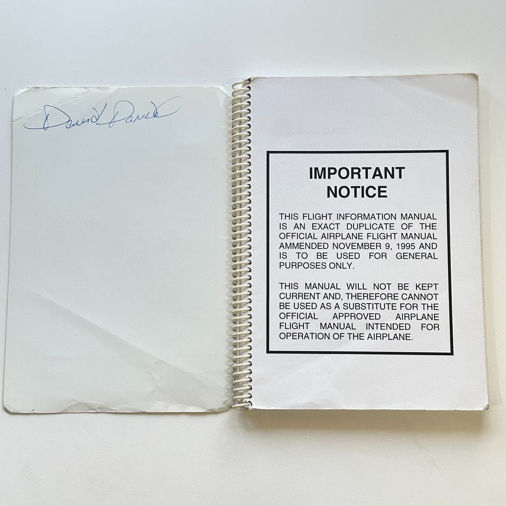 Diamond Aircraft Katana DA20 Flight Information Manual Book
