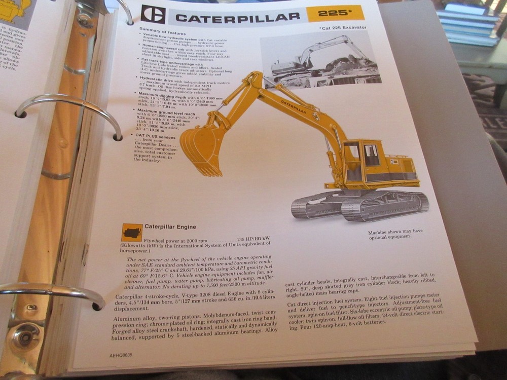 Caterpillar 225 Excavator Brochure 6 page