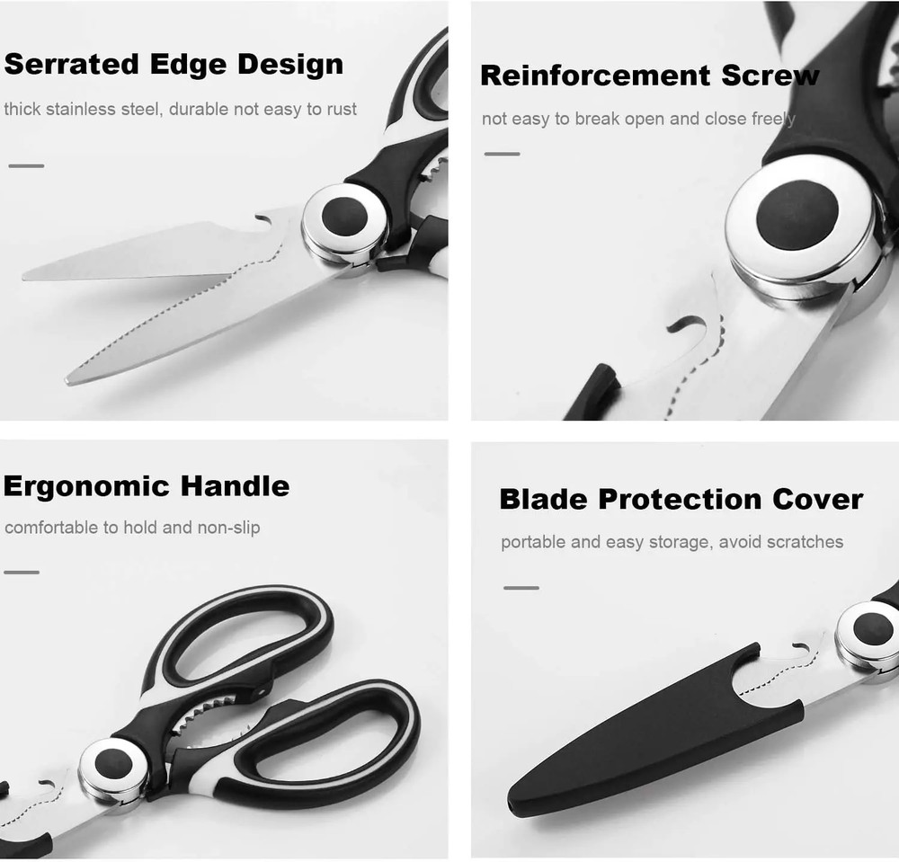 2× Kitchen Scissors Heavy Duty Premium Sharp Kitchen Shears Food, Fish, Bones US