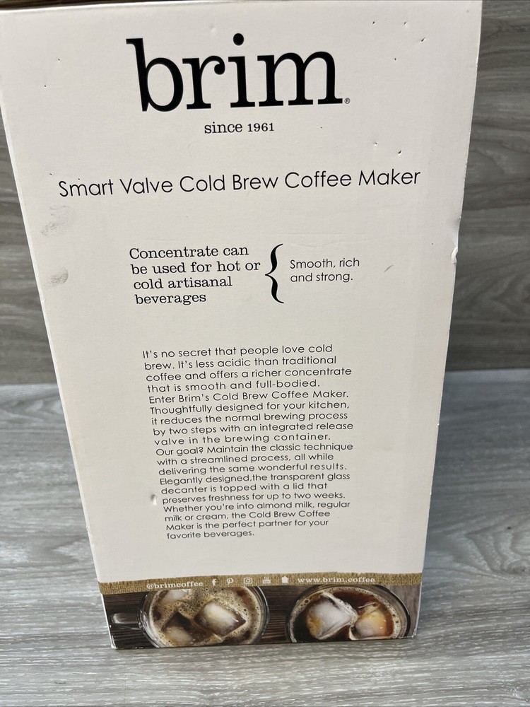 Brim Smart Valve Cold Brew Coffee Maker NEW
