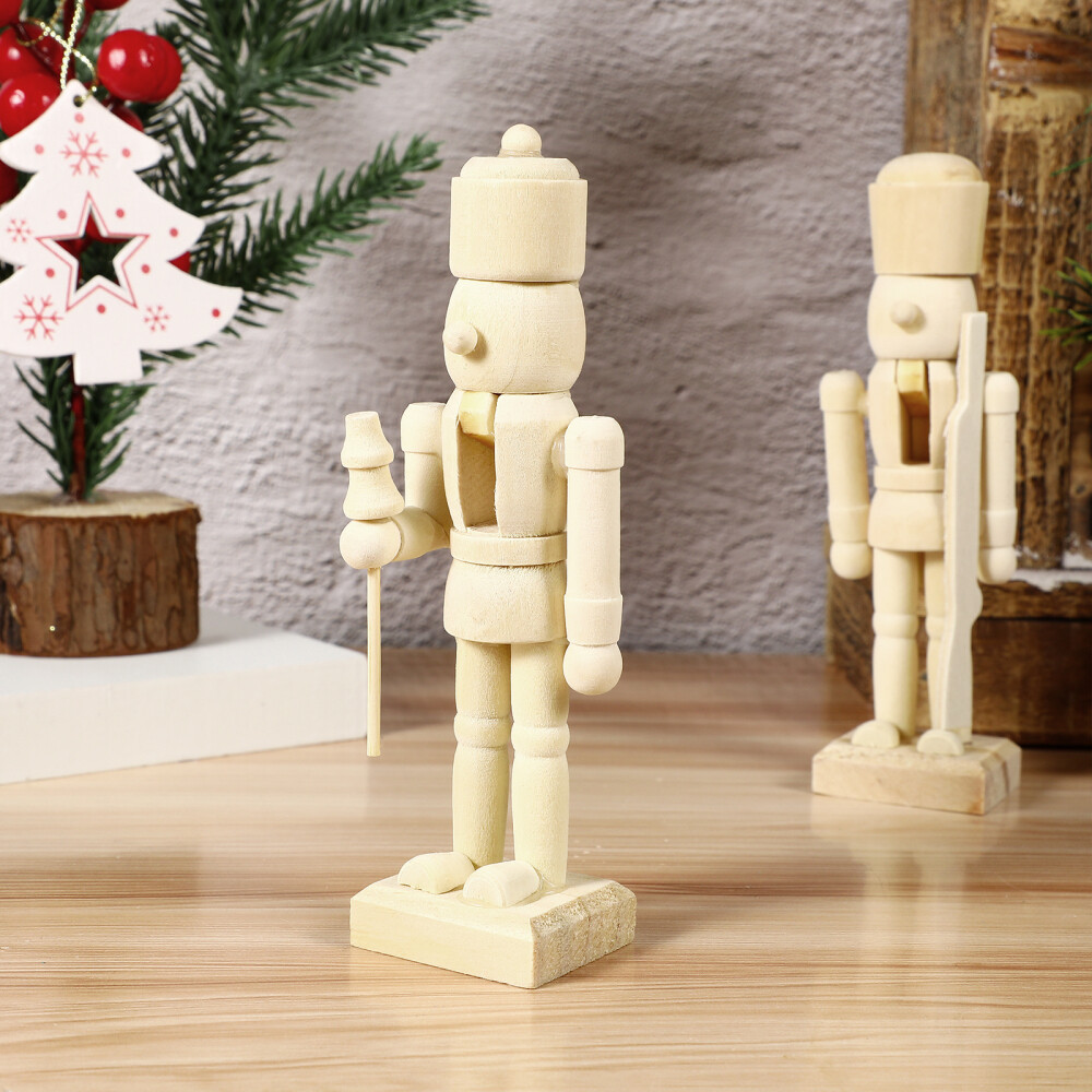 6pcs Nutcracker Christmas Decoration Wooden Nutcracker Ornament DIY Paintable