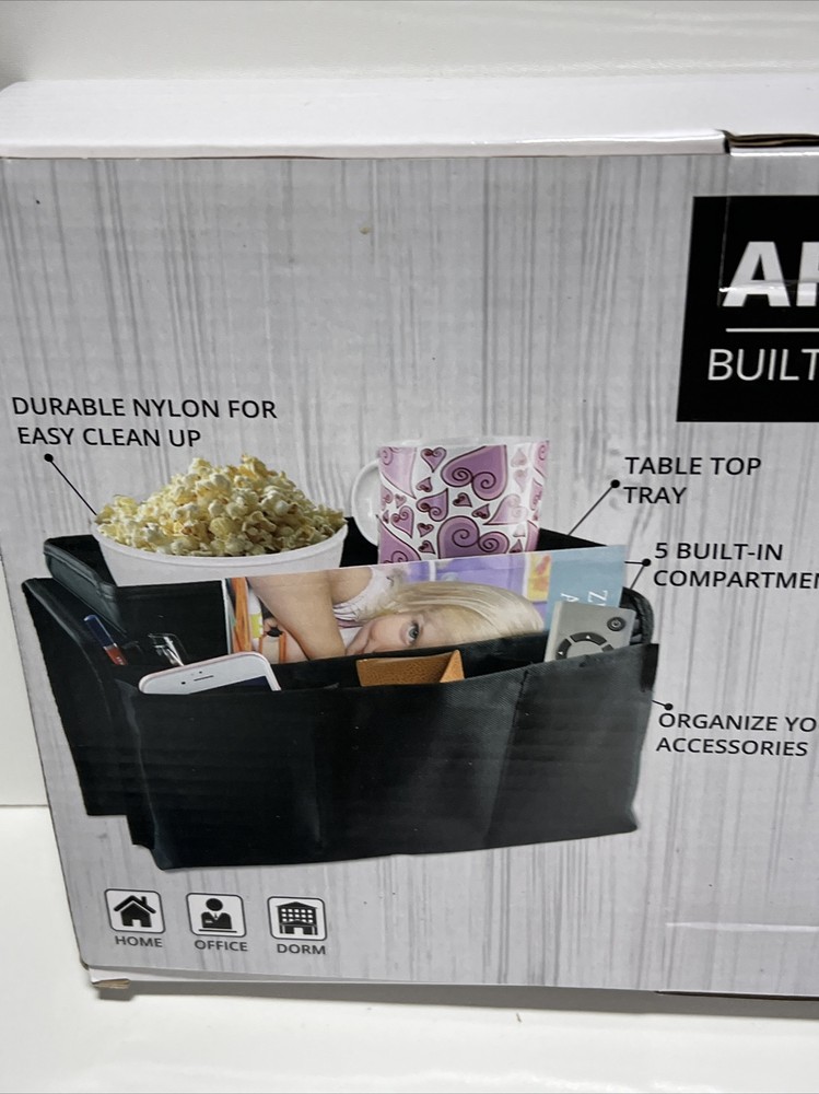 Simple & Co Armrest Organizer Remote Control Holder/Caddy 5 Compartment Black