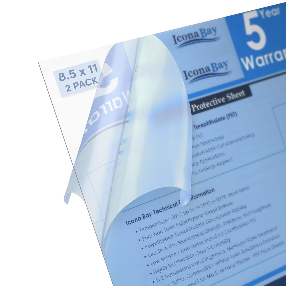 Crystal Clear PET Plastic Sheets 8.5x11 - 2 Pack, Shatterproof Crafting Solution