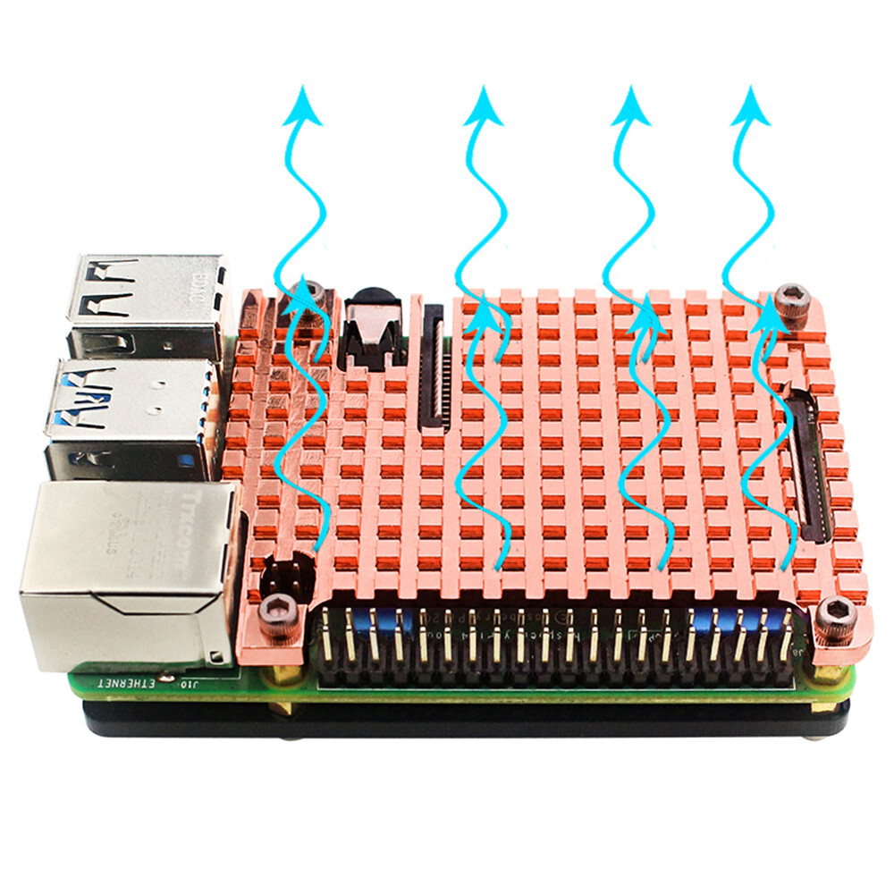 Ultra-thin Copper Heatsink Protective Passive Cooling Case For Raspberry Pi 4B r