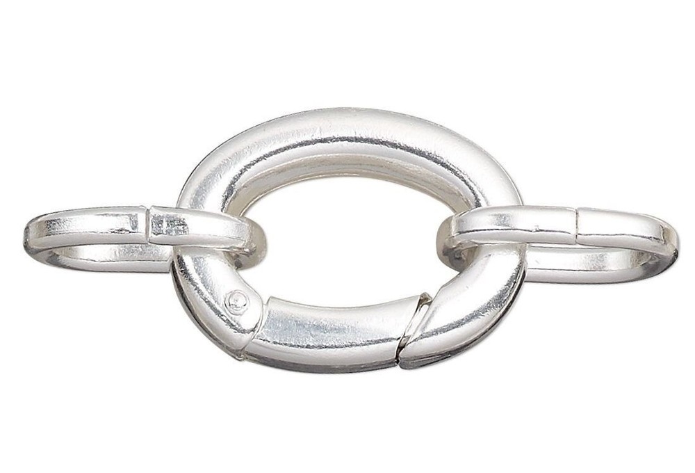 Clasp, 2 Large Silver Plated 20x16mm Self Closing Hinged Bail Clasps