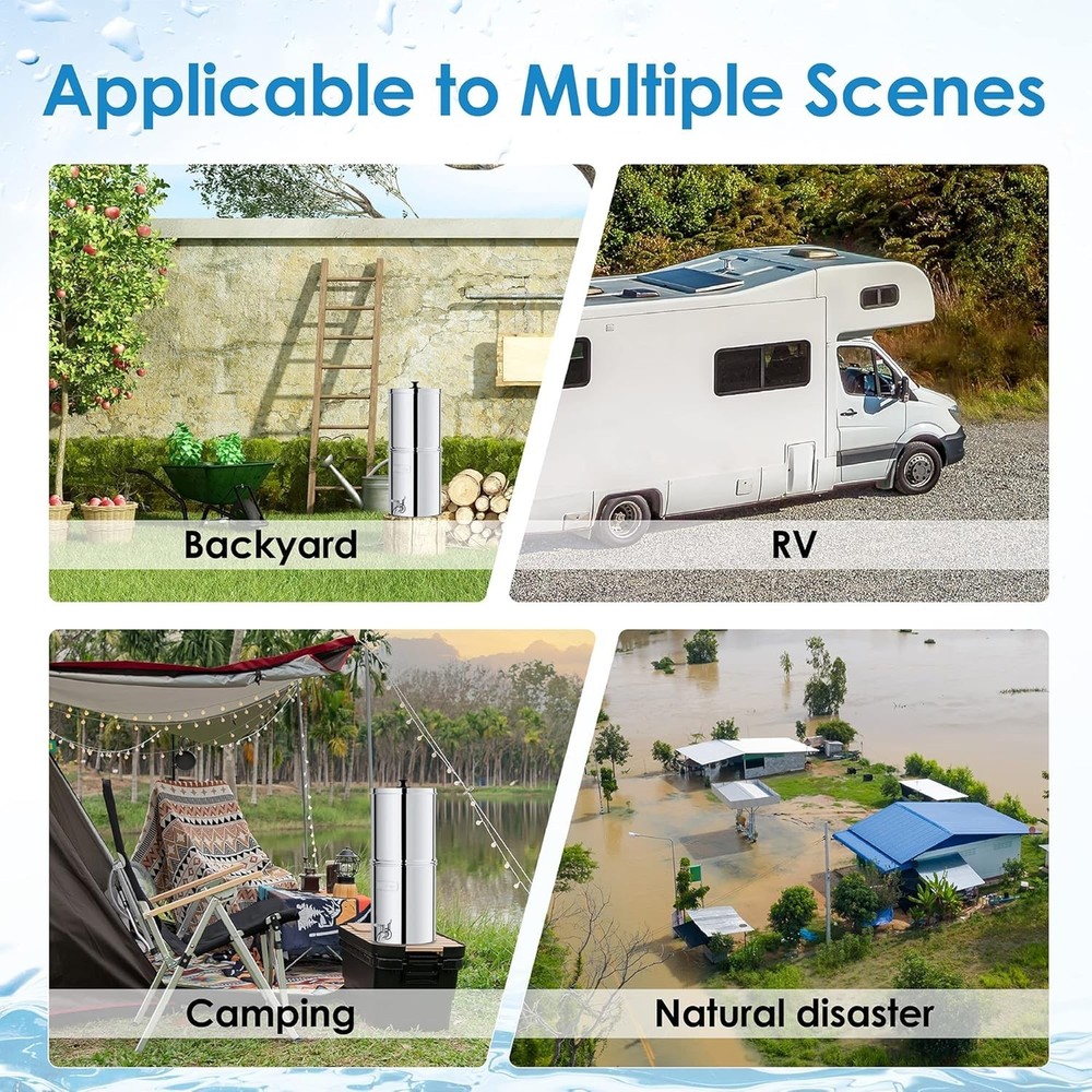 Waterdrop Gravity-fed Water Filter System,with 2 Black Filters, King Tank Series