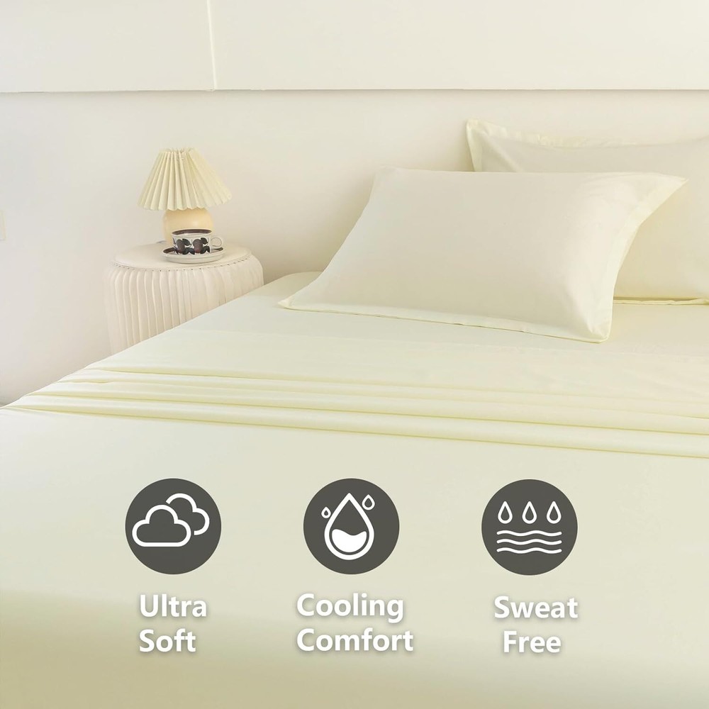 4PC Queen Bed Sheets Deep Pocket 16 Soft Cooling Hotel Luxury Bedding
