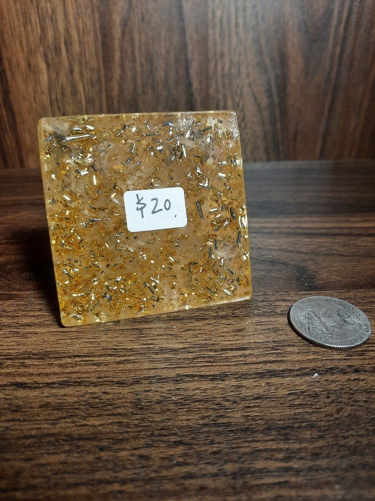 Rose Quartz gold flakes Orgonite resin pyramid