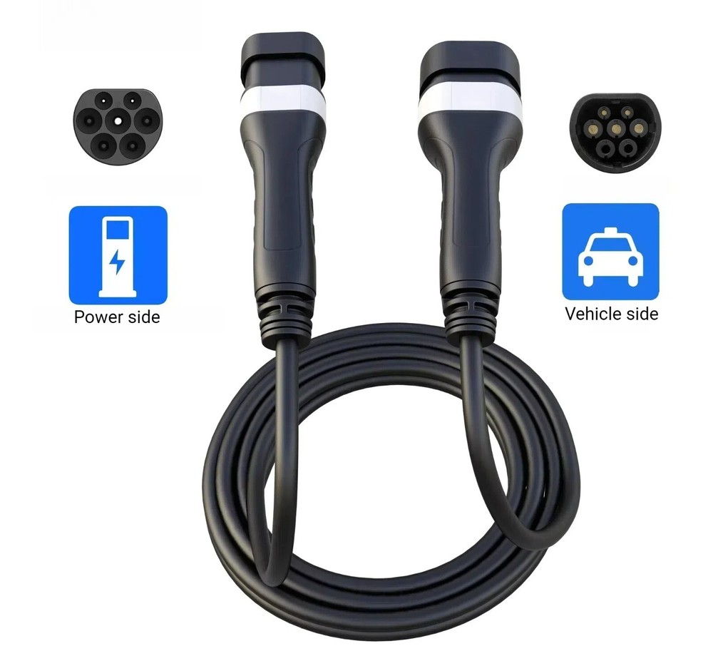 Type 2 to Type 2 EV Charging Cable | Mode 3 EV Extension Cord | 16A 11kW 3-Phase