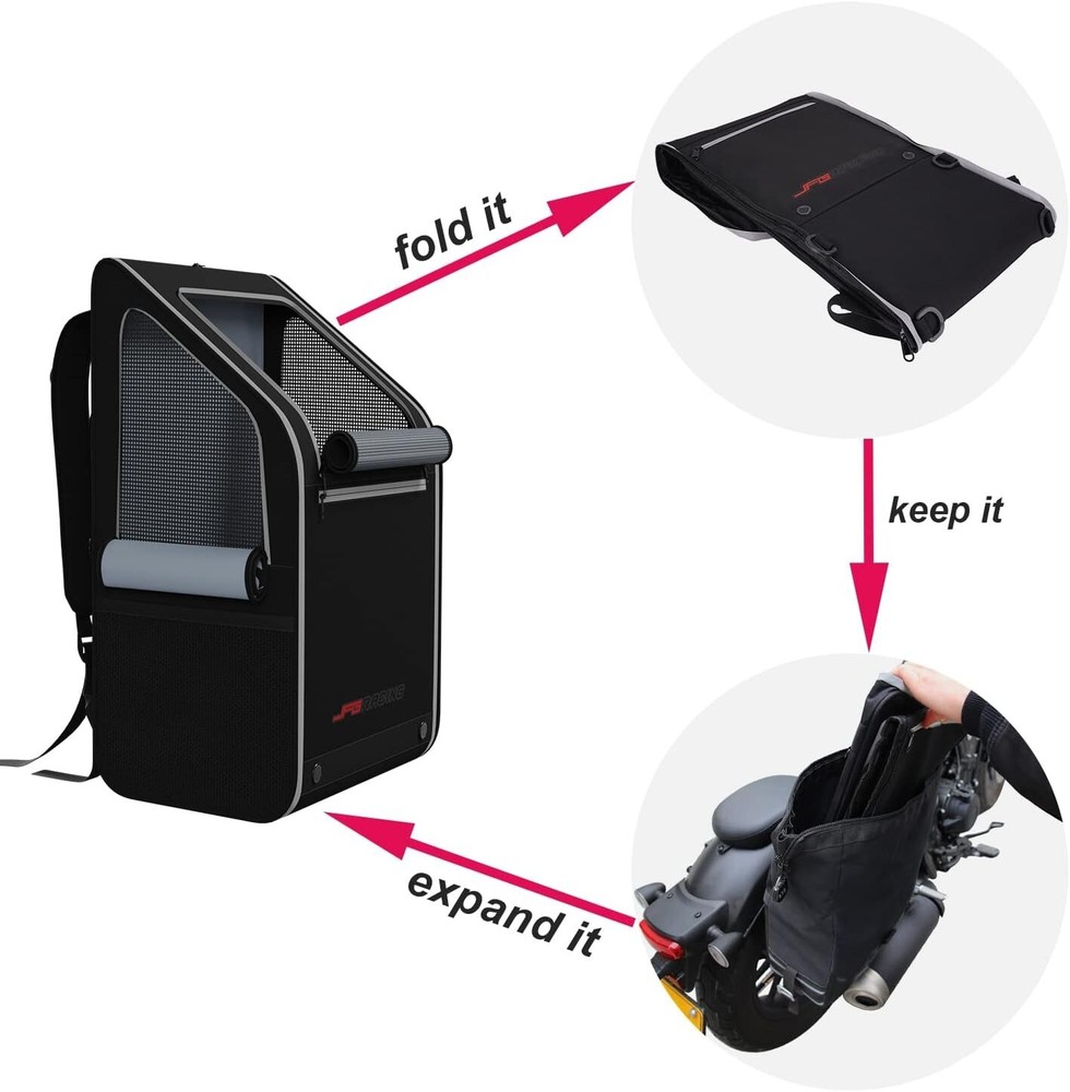 JFG Racing Motorcycle Pet Carrier ~ Foldable Pet Backpack