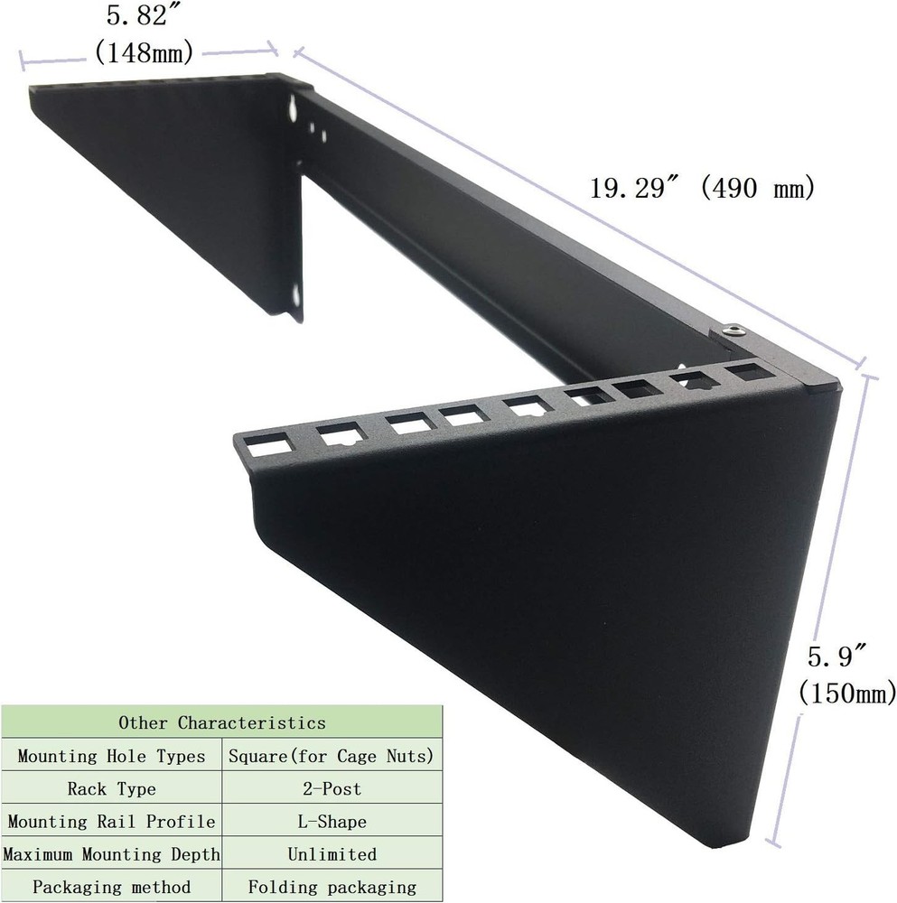 Versatile 3U Wall Mount Rack for Networking Equipment - 125 lb Load Capacity
