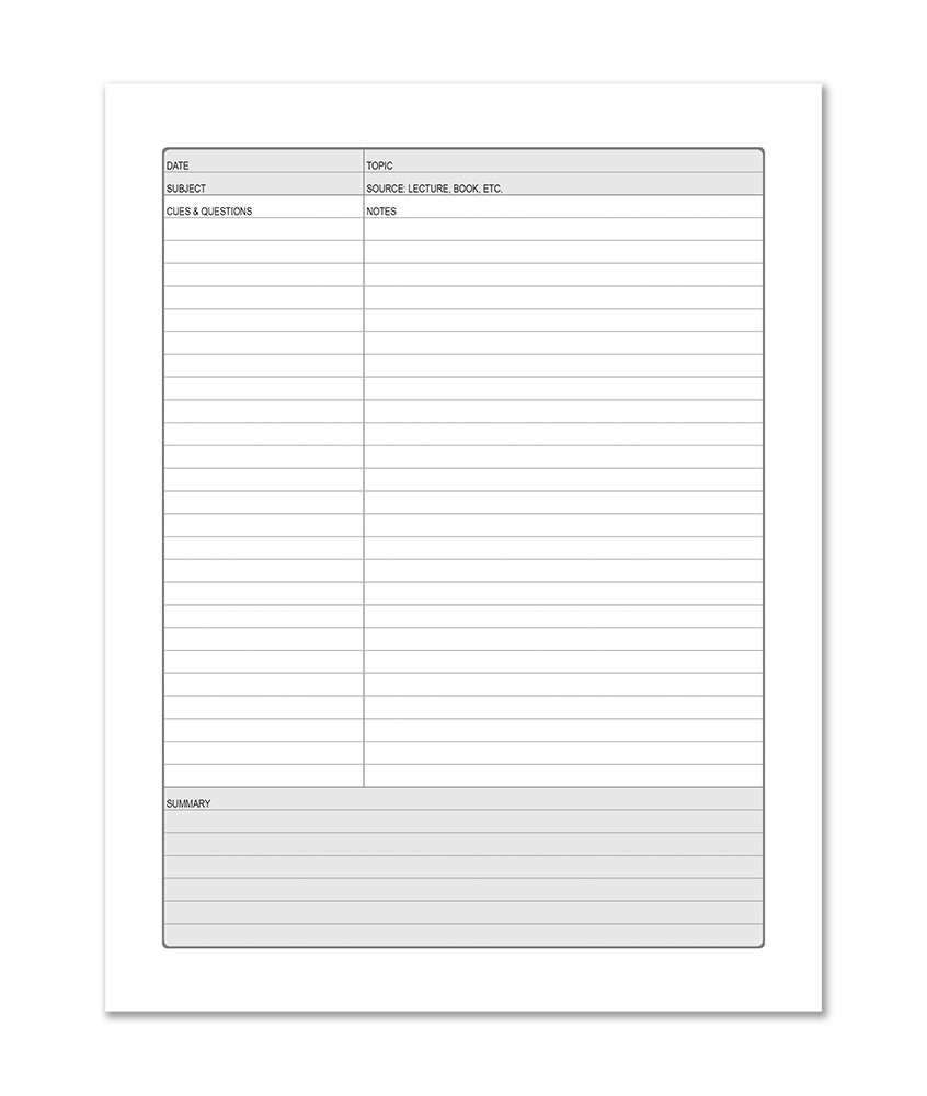 BookFactory Universal Note Taking System (Cornell Notes) / 8.5" x 11"