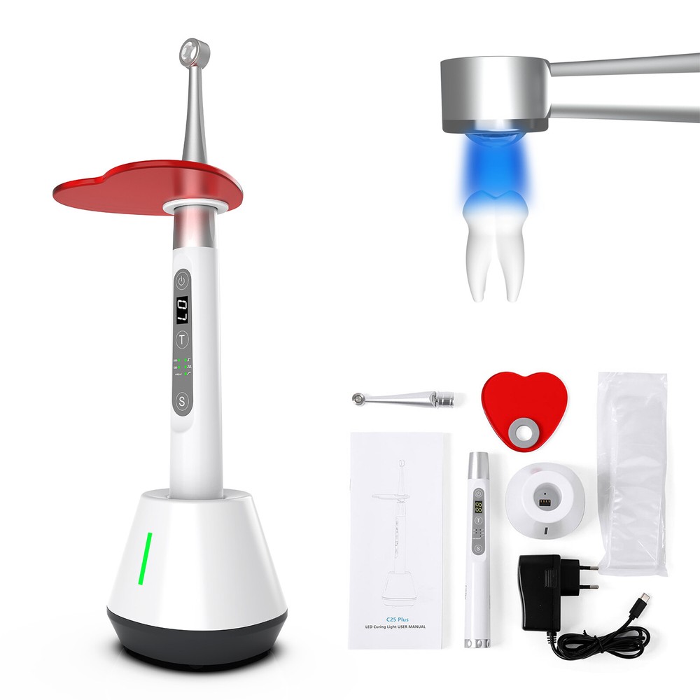 Dental Wireless 10W LED Curing Light 1 Second Curing Flexible Head C25 Plus USA