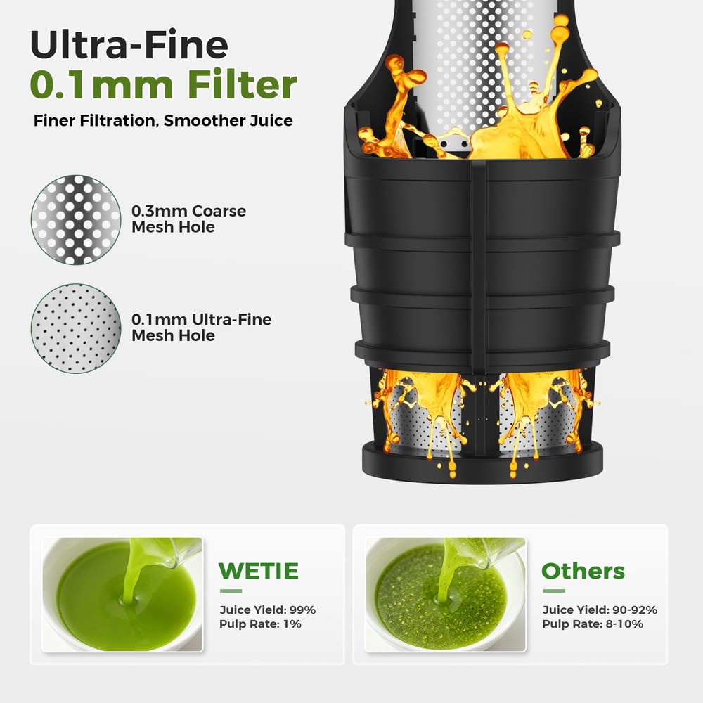 Cold Press Juicer, Powerful Juicer Machines with Adjustable Juicing Pressure,...