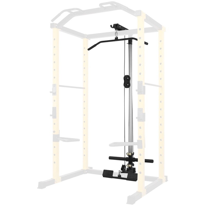 Multi-Function Adjustable Power Cage Squat Rack W/ Lat Pulldown Cable Crossover