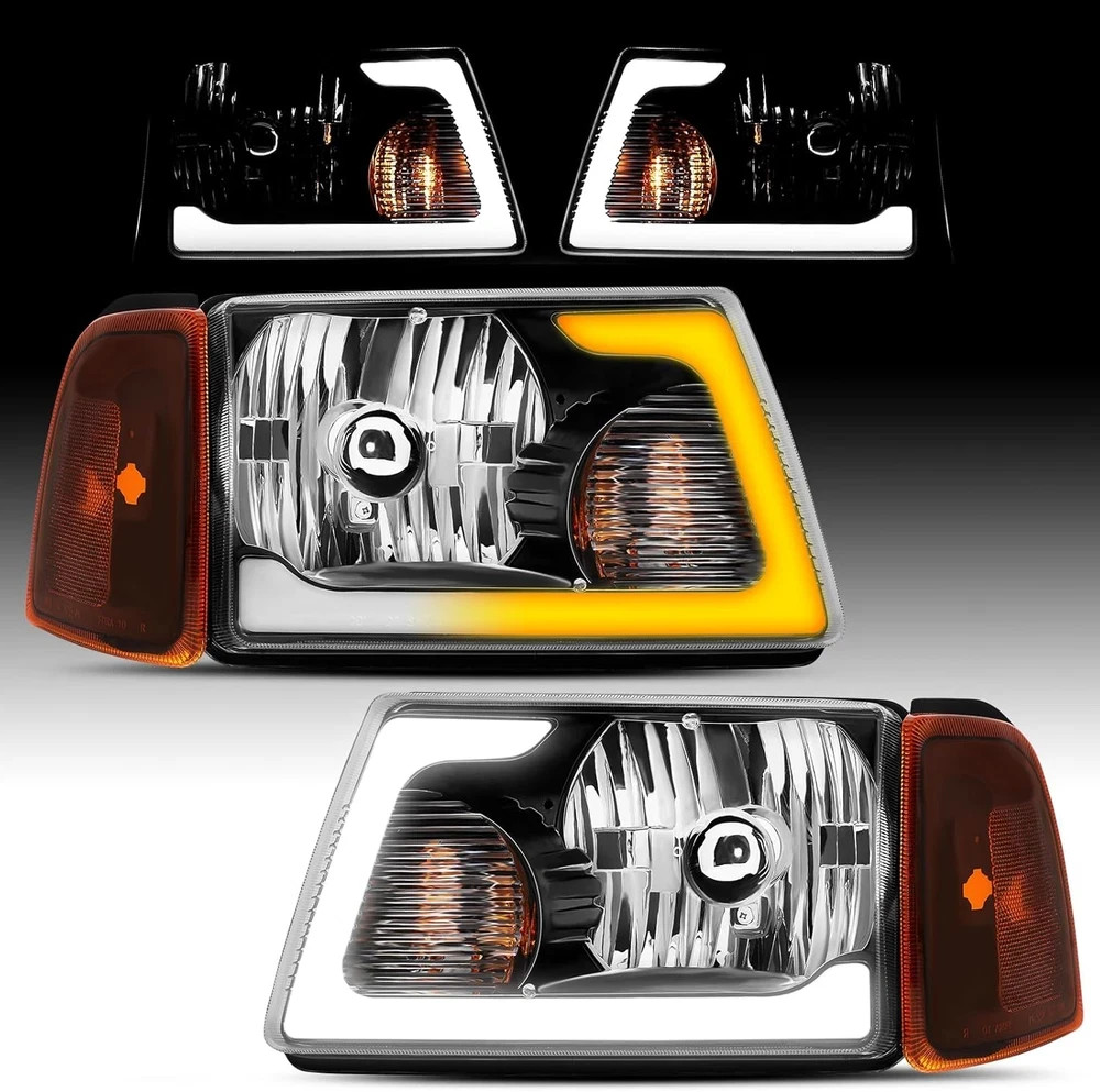 LED DRL Headlight Assembly Fit for 2001-2011 Ford Ranger W/Sequential Turn Light