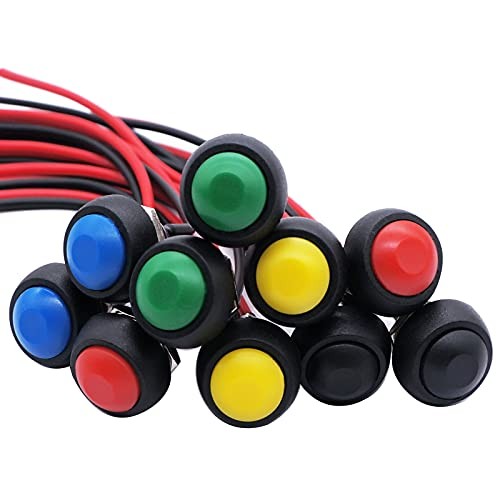 /10Pcs 12mm Momentary Push Button Switch 1/2" Mounting Hole On Off Mini Round