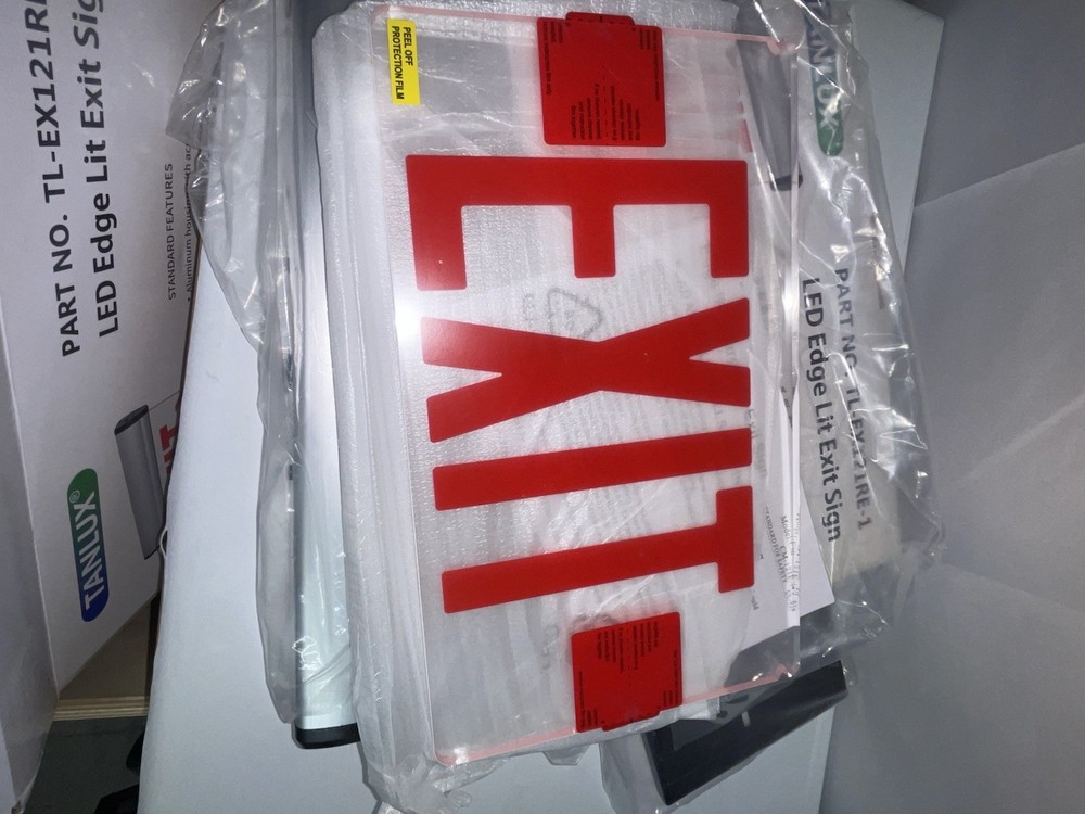 2-Red Exit Signs for Business, LED Edge Lit Exit Sign, UL 924, Hardwired