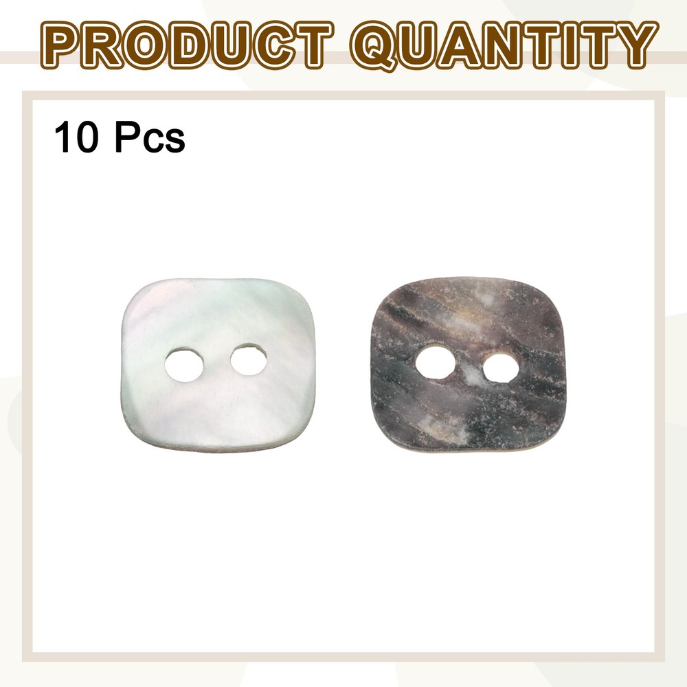 10pcs Pearl Shell Buttons 0.45" Square Shell Sewing Button for Cloth Craft