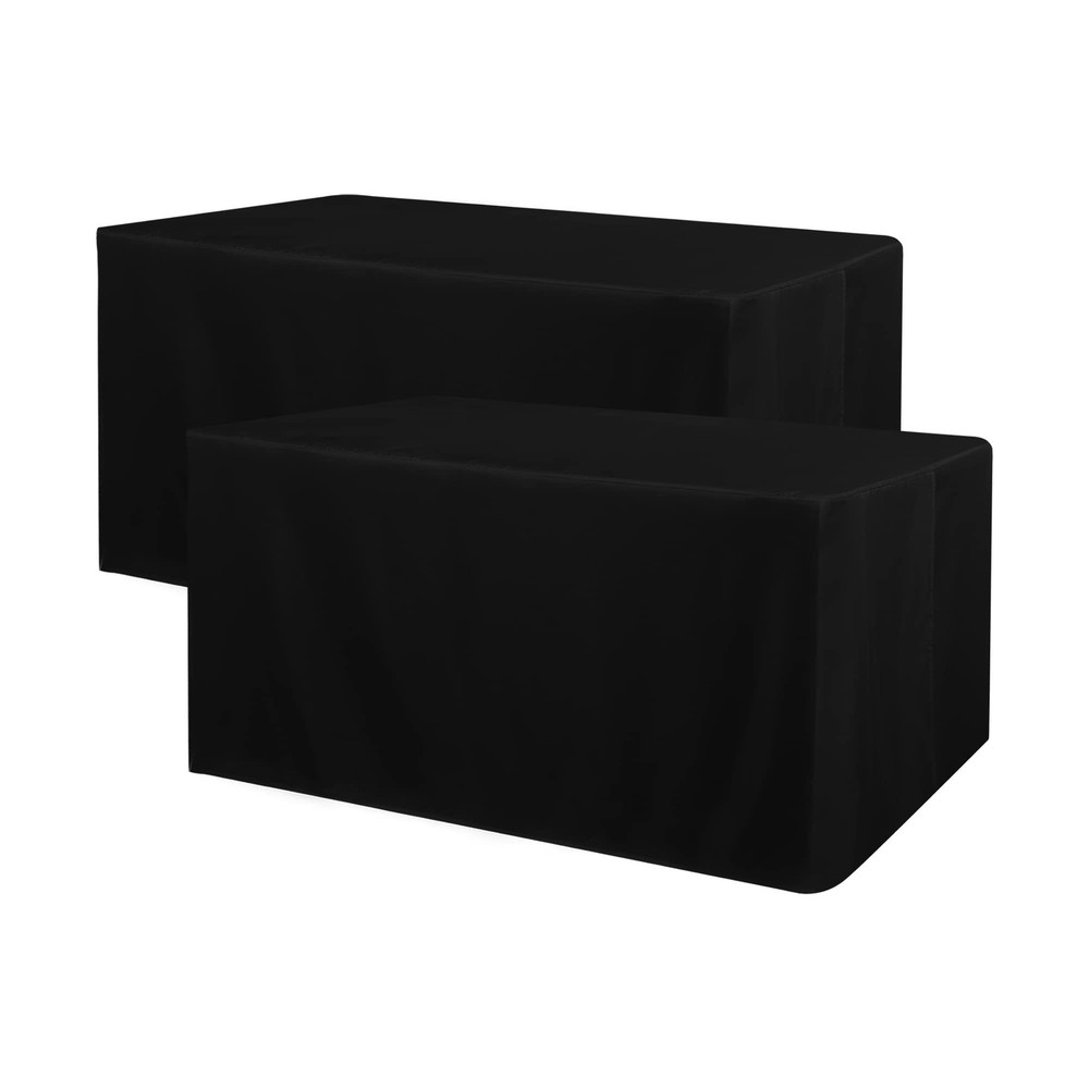 Obstal 2 Pack Black Tablecloth Fitted Table Clothes for 4 Foot Rectangle Tabl...