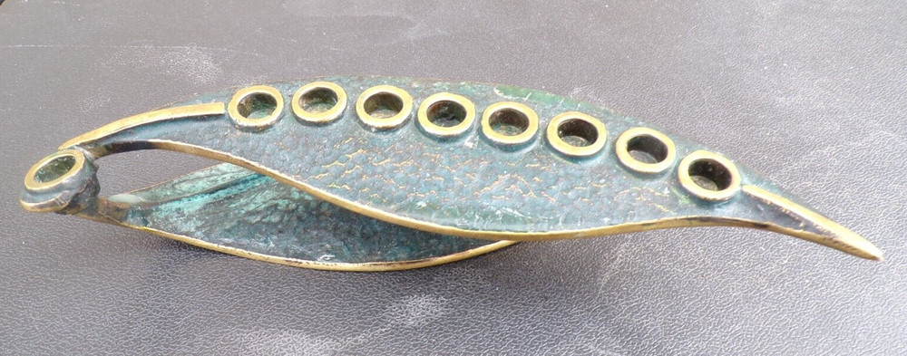 Brass Olive leaf Chanukiah 1950s