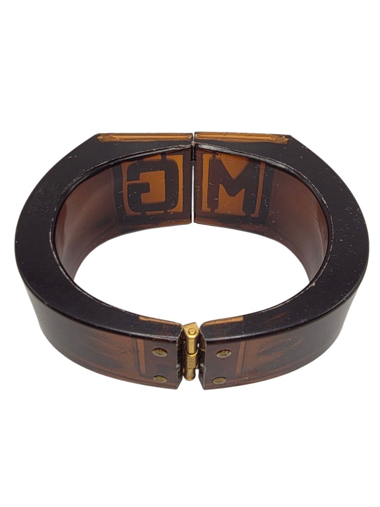 Vintage 1940s/50s Early Plastic Initials “MG” Clamper Bangle
