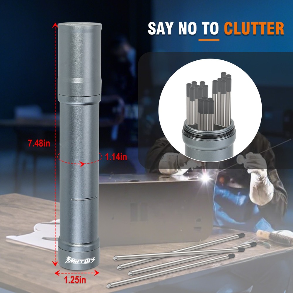 Tungsten Electrode Holder Storage Case 3-Section Magnetic Base TIG Welding Gray