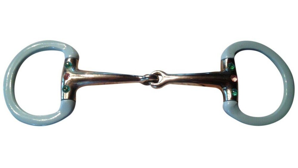 Light Blue Egg Butt Snaffle English Bit with Pastel Colored Crystals 5"