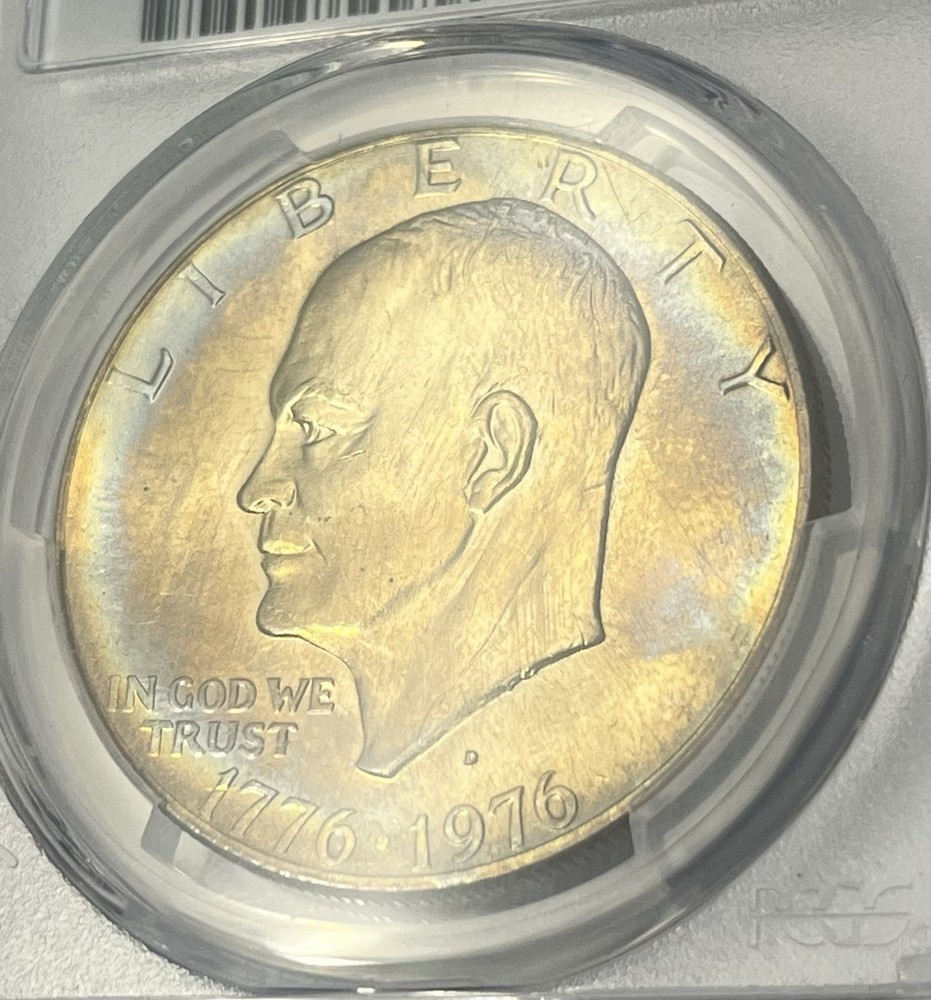 1976 Eisenhower Dollar PCGS MS65 Type 2 - RAINBOW TARGET TONING🌈