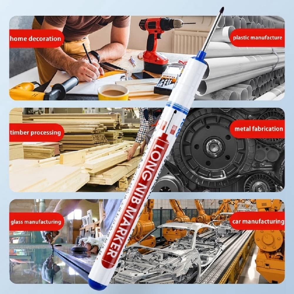 Versatile Deep Hole Pens - 3 Colors for Precision Marking in Artisanal Work