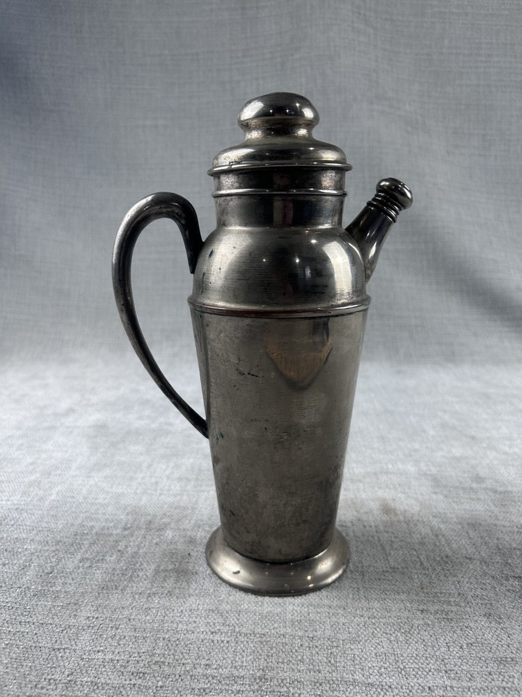 Vintage Silver Plated Coffee Pot on Copper Art Deco Style Server